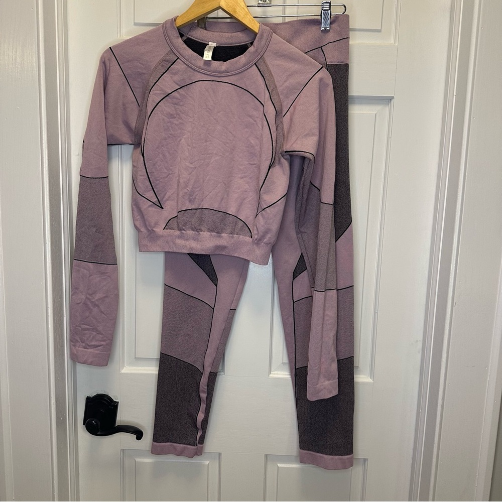 Kimberly C Mauve Cropped Top and‎  Leggings Set